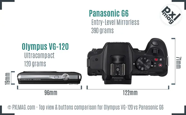 Olympus VG-120 vs Panasonic G6 top view buttons comparison