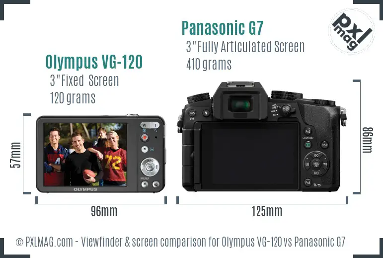 Olympus VG-120 vs Panasonic G7 Screen and Viewfinder comparison Olympus VG-120 vs Panasonic G7 Screen and Viewfinder comparison