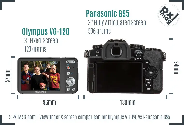 Olympus VG-120 vs Panasonic G95 Screen and Viewfinder comparison