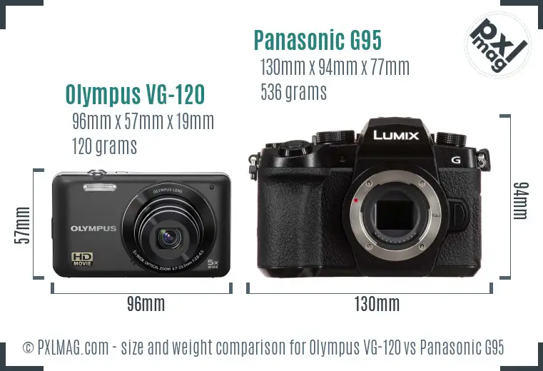 Olympus VG-120 vs Panasonic G95 size comparison