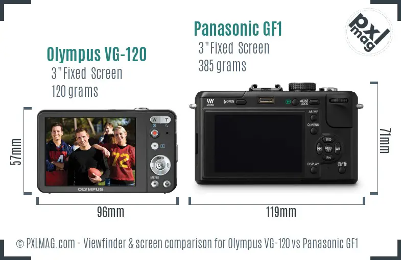 Olympus VG-120 vs Panasonic GF1 Screen and Viewfinder comparison