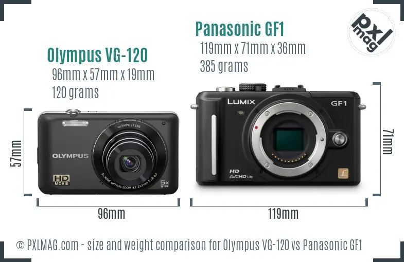 Olympus VG-120 vs Panasonic GF1 size comparison