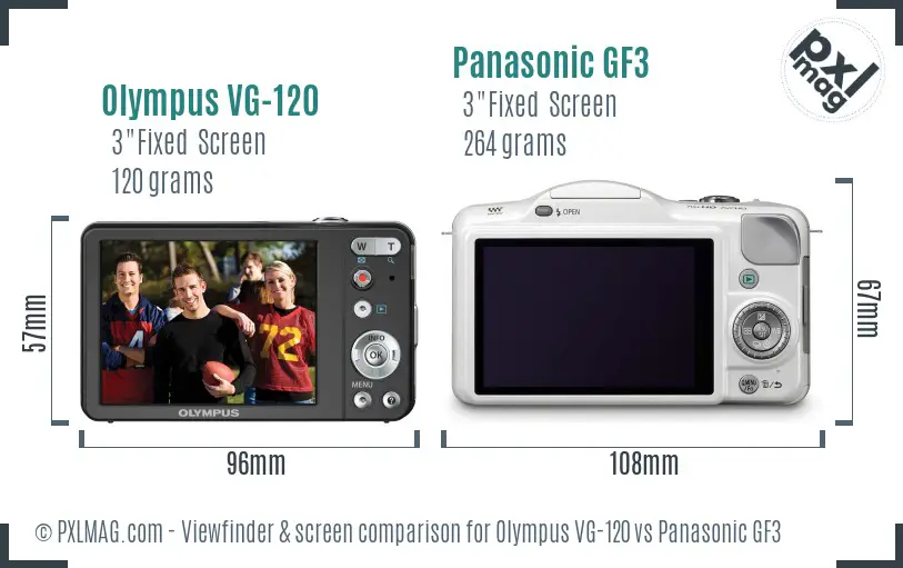 Olympus VG-120 vs Panasonic GF3 Screen and Viewfinder comparison