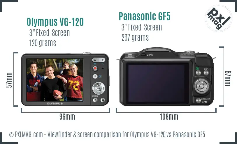 Olympus VG-120 vs Panasonic GF5 Screen and Viewfinder comparison