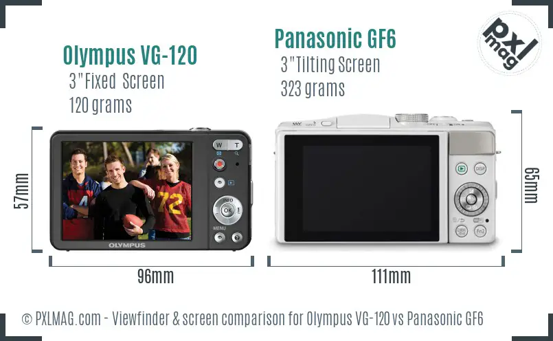 Olympus VG-120 vs Panasonic GF6 Screen and Viewfinder comparison