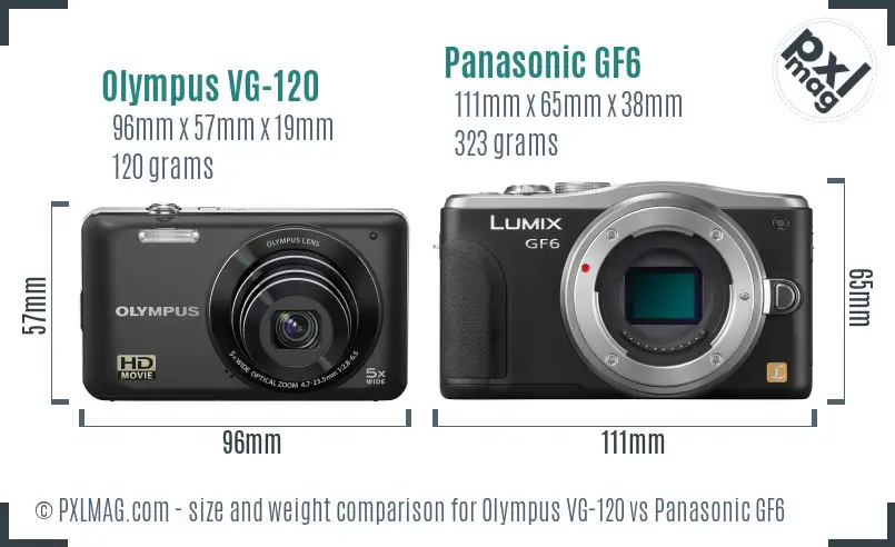 Olympus VG-120 vs Panasonic GF6 size comparison