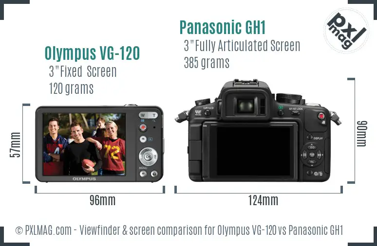 Olympus VG-120 vs Panasonic GH1 Screen and Viewfinder comparison