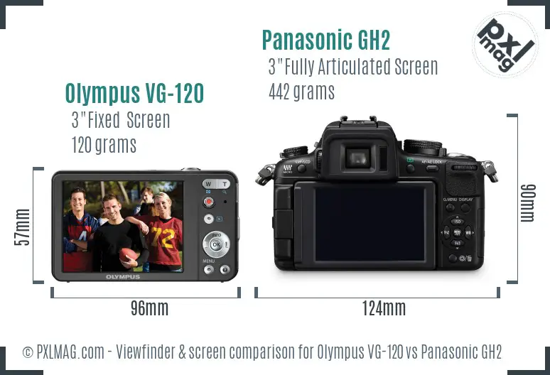 Olympus VG-120 vs Panasonic GH2 Screen and Viewfinder comparison