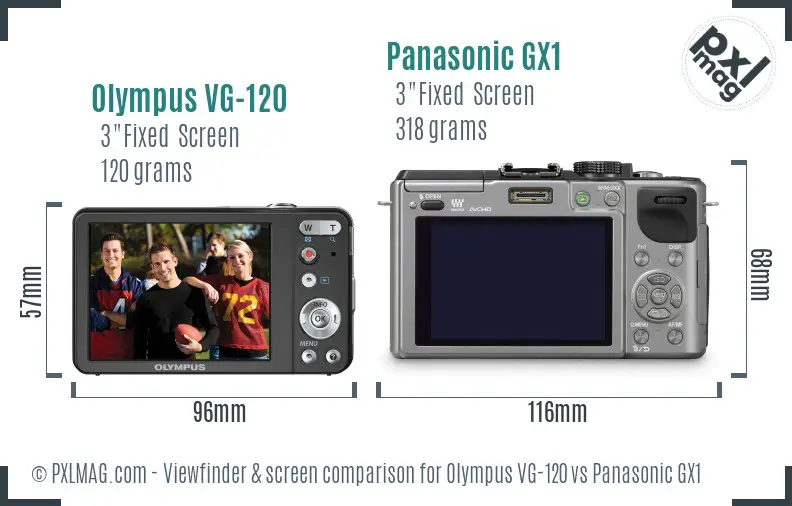 Olympus VG-120 vs Panasonic GX1 Screen and Viewfinder comparison