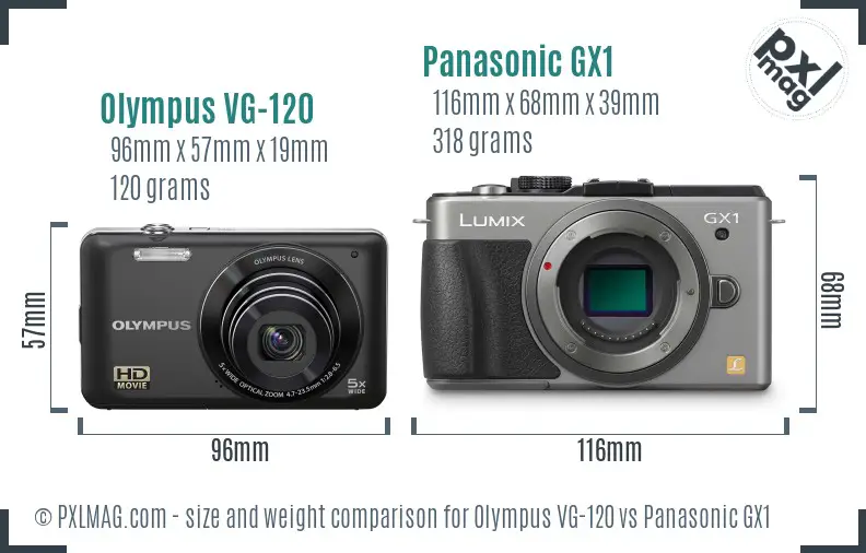 Olympus VG-120 vs Panasonic GX1 size comparison