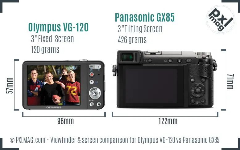 Olympus VG-120 vs Panasonic GX85 Screen and Viewfinder comparison Olympus VG-120 vs Panasonic GX85 Screen and Viewfinder comparison