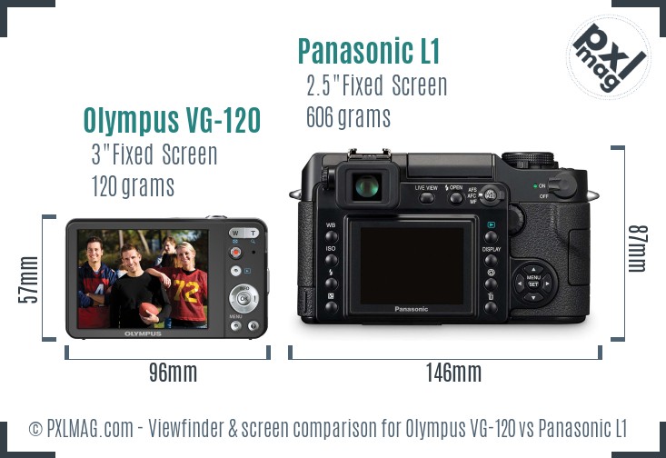 Olympus VG-120 vs Panasonic L1 Screen and Viewfinder comparison