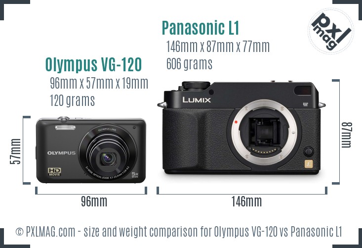 Olympus VG-120 vs Panasonic L1 size comparison Olympus VG-120 vs Panasonic L1 size comparison