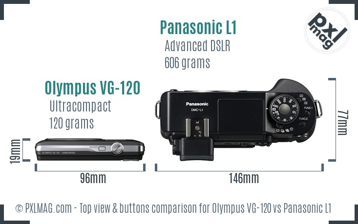 Olympus VG-120 vs Panasonic L1 top view buttons comparison