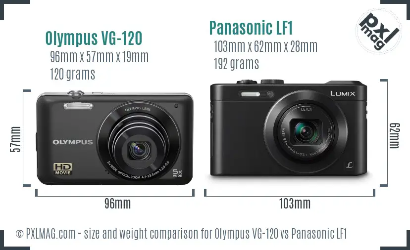 Olympus VG-120 vs Panasonic LF1 size comparison