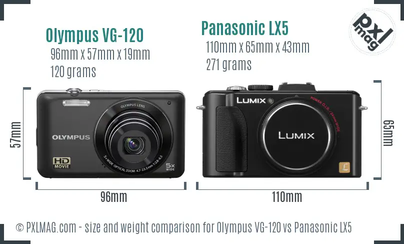 Olympus VG-120 vs Panasonic LX5 size comparison