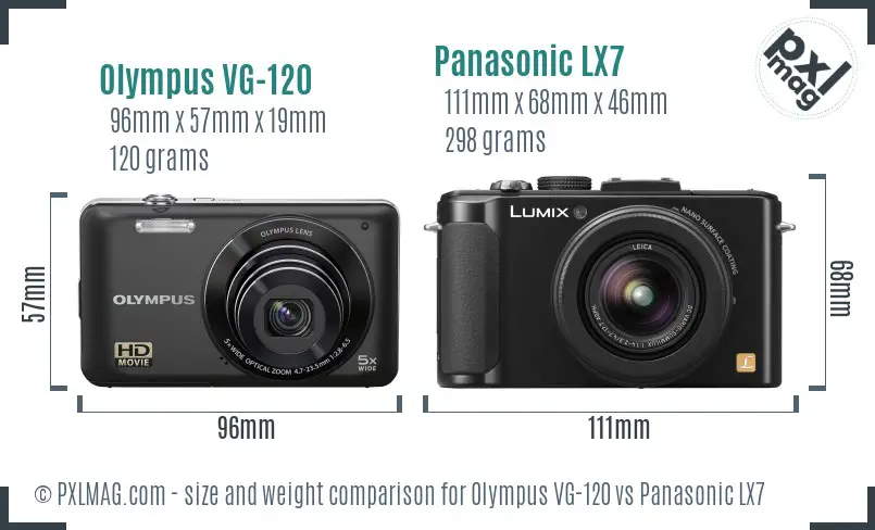 Olympus VG-120 vs Panasonic LX7 size comparison Olympus VG-120 vs Panasonic LX7 size comparison