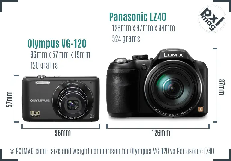 Olympus VG-120 vs Panasonic LZ40 size comparison