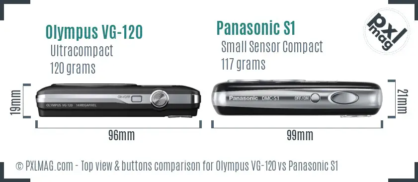 Olympus VG-120 vs Panasonic S1 top view buttons comparison Olympus VG-120 vs Panasonic S1 top view buttons comparison