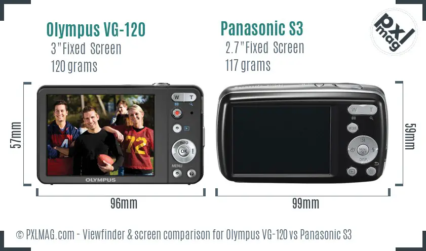 Olympus VG-120 vs Panasonic S3 Screen and Viewfinder comparison