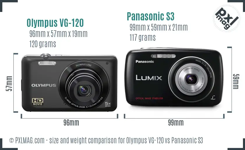 Olympus VG-120 vs Panasonic S3 size comparison