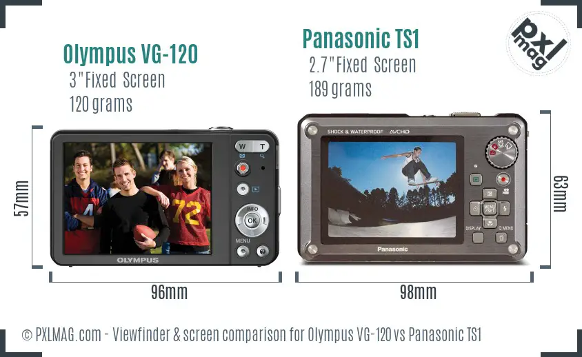 Olympus VG-120 vs Panasonic TS1 Screen and Viewfinder comparison