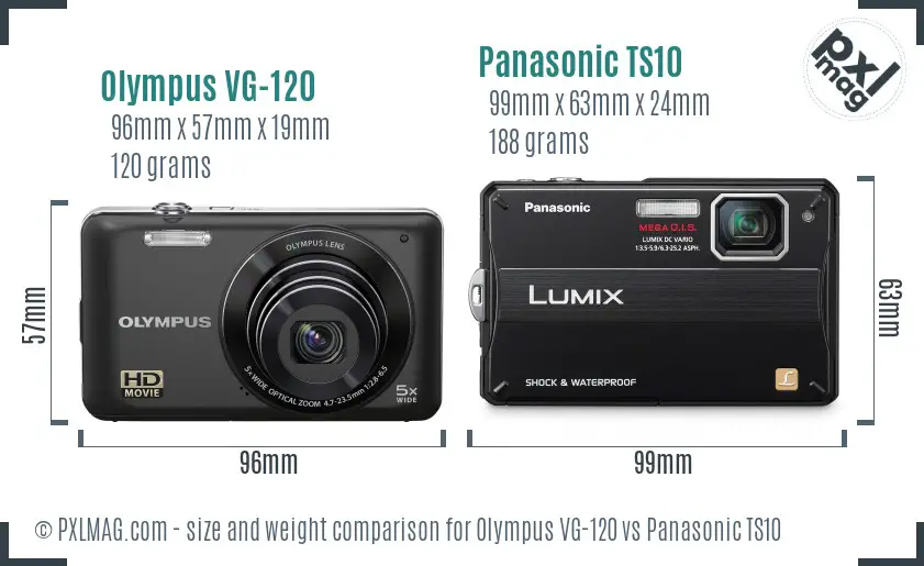 Olympus VG-120 vs Panasonic TS10 size comparison Olympus VG-120 vs Panasonic TS10 size comparison