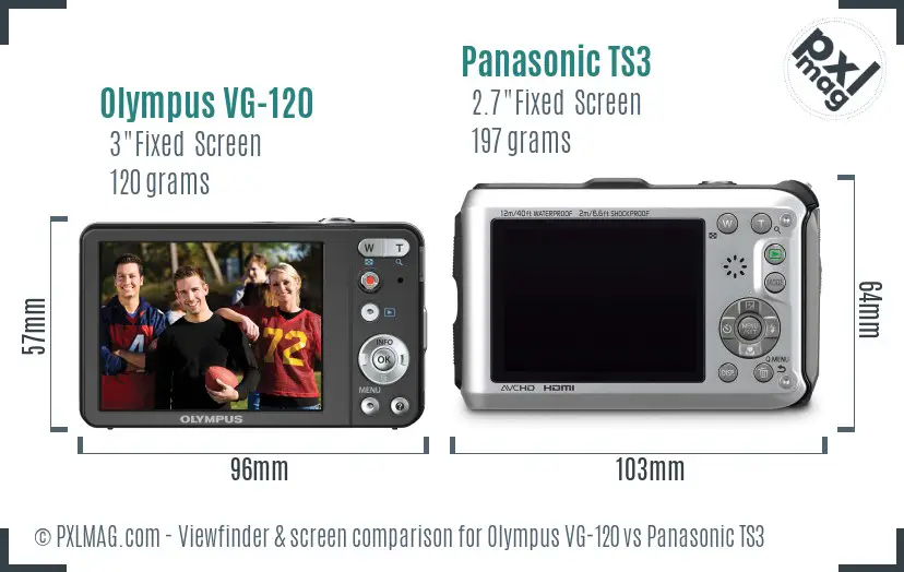 Olympus VG-120 vs Panasonic TS3 Screen and Viewfinder comparison Olympus VG-120 vs Panasonic TS3 Screen and Viewfinder comparison