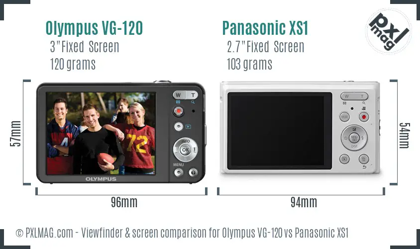 Olympus VG-120 vs Panasonic XS1 Screen and Viewfinder comparison