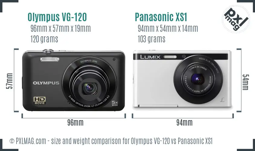 Olympus VG-120 vs Panasonic XS1 size comparison