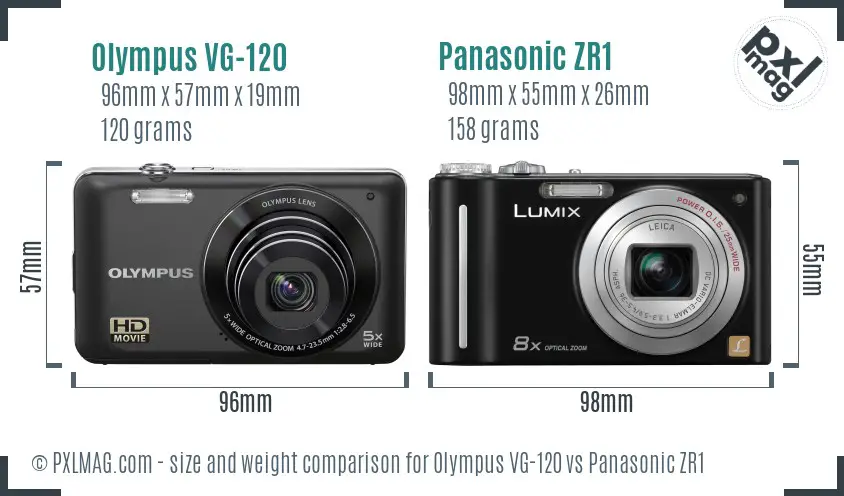Olympus VG-120 vs Panasonic ZR1 size comparison