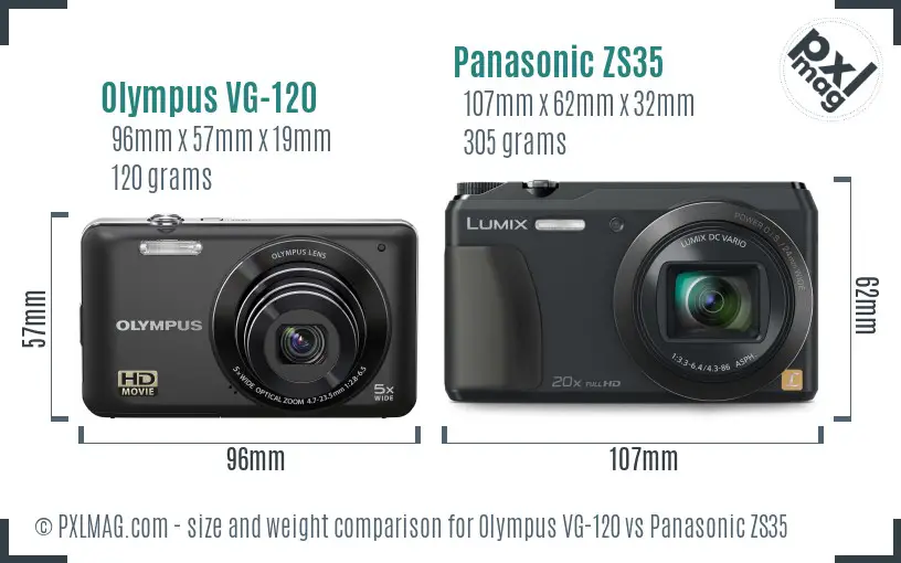 Olympus VG-120 vs Panasonic ZS35 size comparison