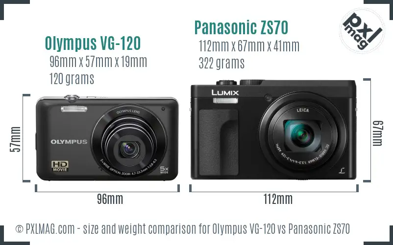 Olympus VG-120 vs Panasonic ZS70 size comparison