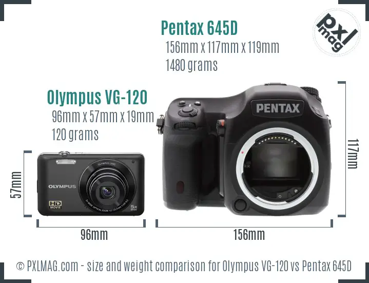 Olympus VG-120 vs Pentax 645D size comparison