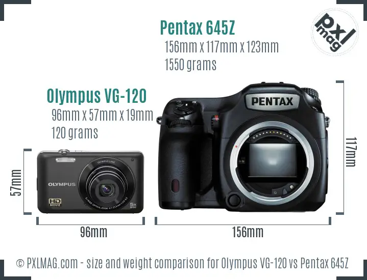 Olympus VG-120 vs Pentax 645Z size comparison