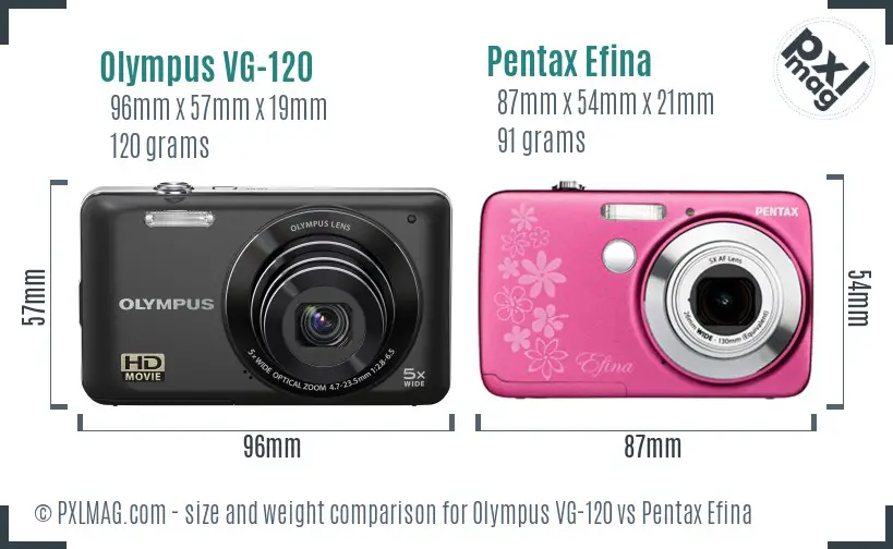 Olympus VG-120 vs Pentax Efina size comparison