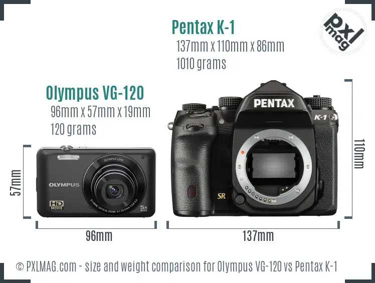 Olympus VG-120 vs Pentax K-1 size comparison