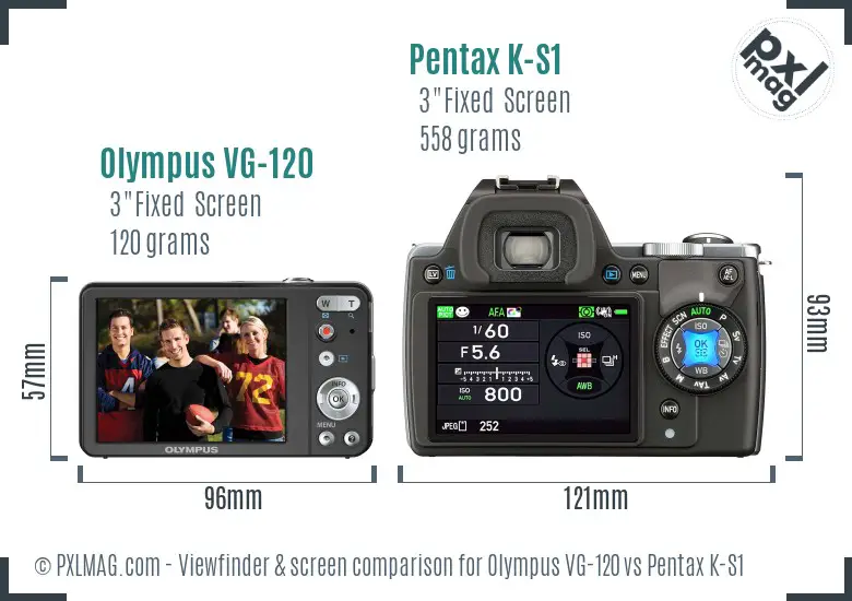 Olympus VG-120 vs Pentax K-S1 Screen and Viewfinder comparison