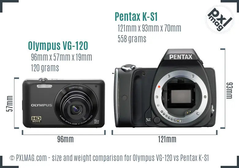 Olympus VG-120 vs Pentax K-S1 size comparison