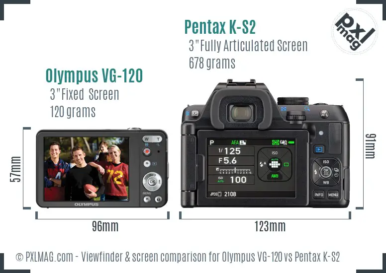 Olympus VG-120 vs Pentax K-S2 Screen and Viewfinder comparison
