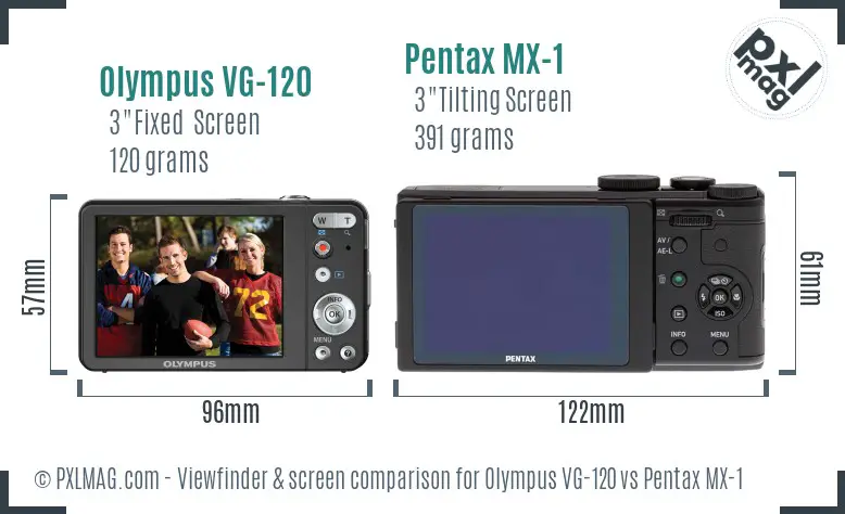 Olympus VG-120 vs Pentax MX-1 Screen and Viewfinder comparison Olympus VG-120 vs Pentax MX-1 Screen and Viewfinder comparison