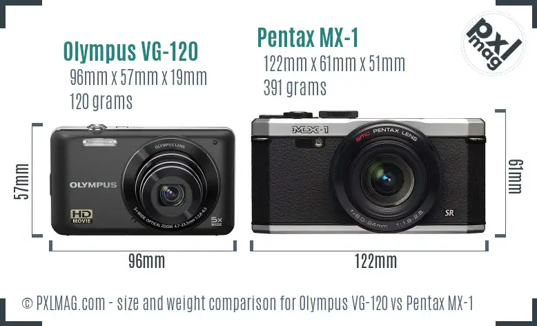 Olympus VG-120 vs Pentax MX-1 size comparison Olympus VG-120 vs Pentax MX-1 size comparison