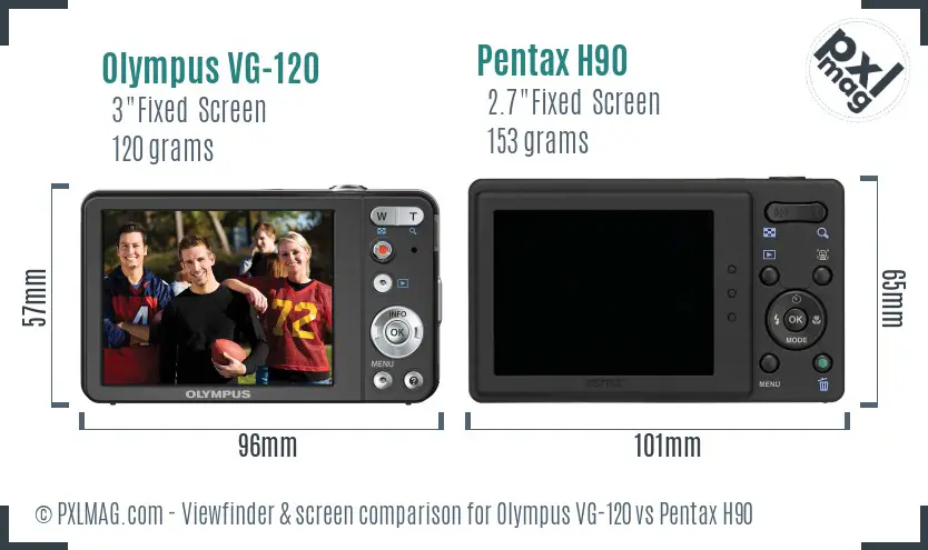 Olympus VG-120 vs Pentax H90 Screen and Viewfinder comparison