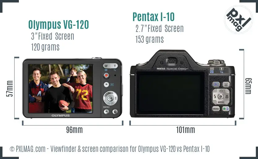 Olympus VG-120 vs Pentax I-10 Screen and Viewfinder comparison