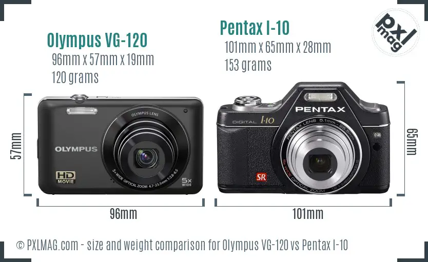 Olympus VG-120 vs Pentax I-10 size comparison