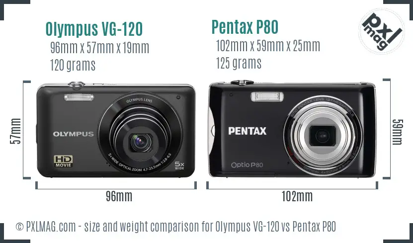 Olympus VG-120 vs Pentax P80 size comparison
