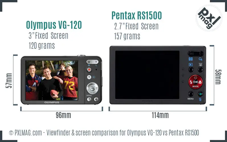 Olympus VG-120 vs Pentax RS1500 Screen and Viewfinder comparison