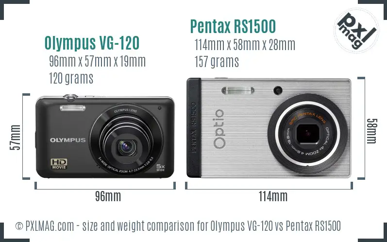 Olympus VG-120 vs Pentax RS1500 size comparison