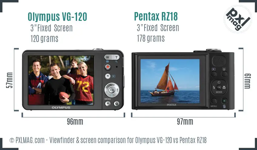 Olympus VG-120 vs Pentax RZ18 Screen and Viewfinder comparison