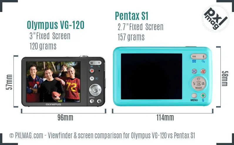 Olympus VG-120 vs Pentax S1 Screen and Viewfinder comparison